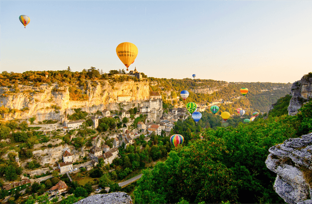 Luchtballonfestival in Rocamadour in de Lot, Midi Pyrénées