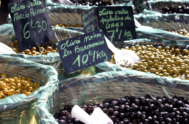 Eten en drinken Rhône Alpes: Markt in de Drôme